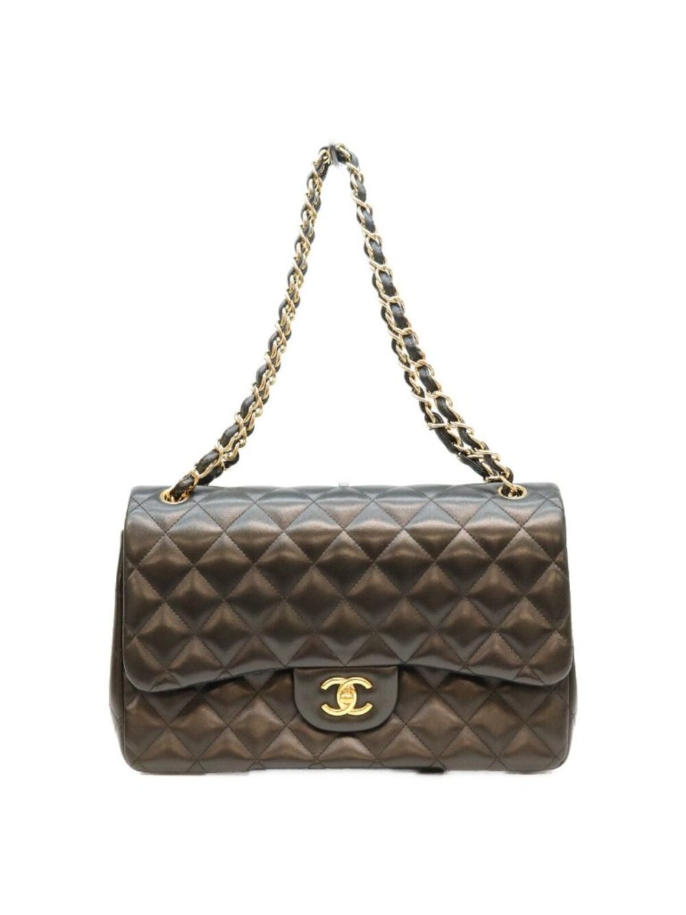 Chanel Black Lambskin Double Flap Maxi Quilted 30 Shoulder Bag